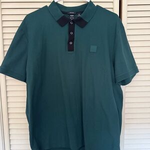 Boss Men's Teal Polo Shirt with Black Accents